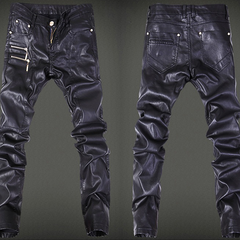 Custom Slim Skull Leather Biker Pants