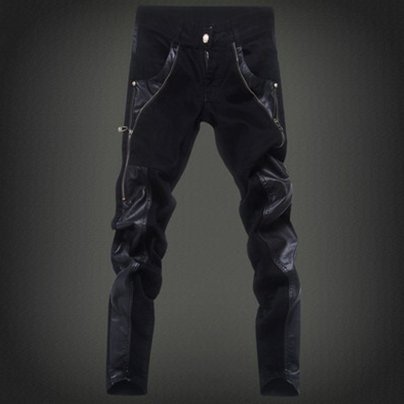 Custom Slim Skull Leather Biker Pants