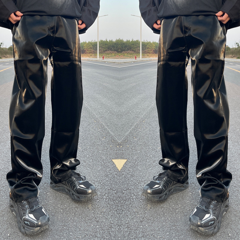 Cool Liquid Bright Black Pu Leather Pants