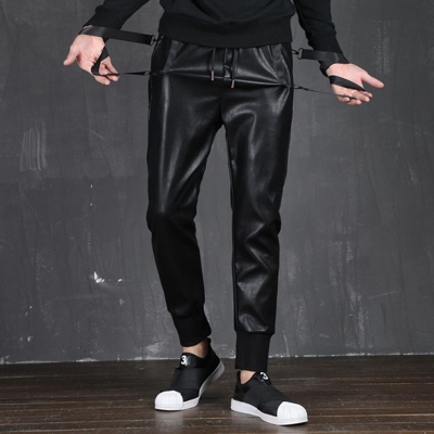 High Elastic Cycling Street Leather Pants