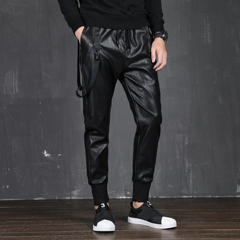 High Elastic Cycling Street Leather Pants