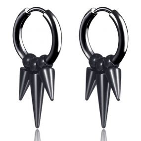 Black 3 Rivets Earrings