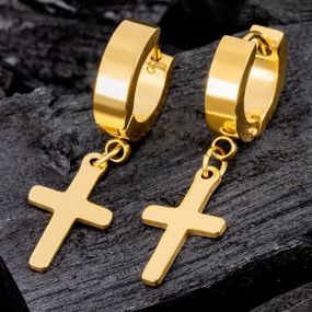 Golden Cross Dangle Earrings