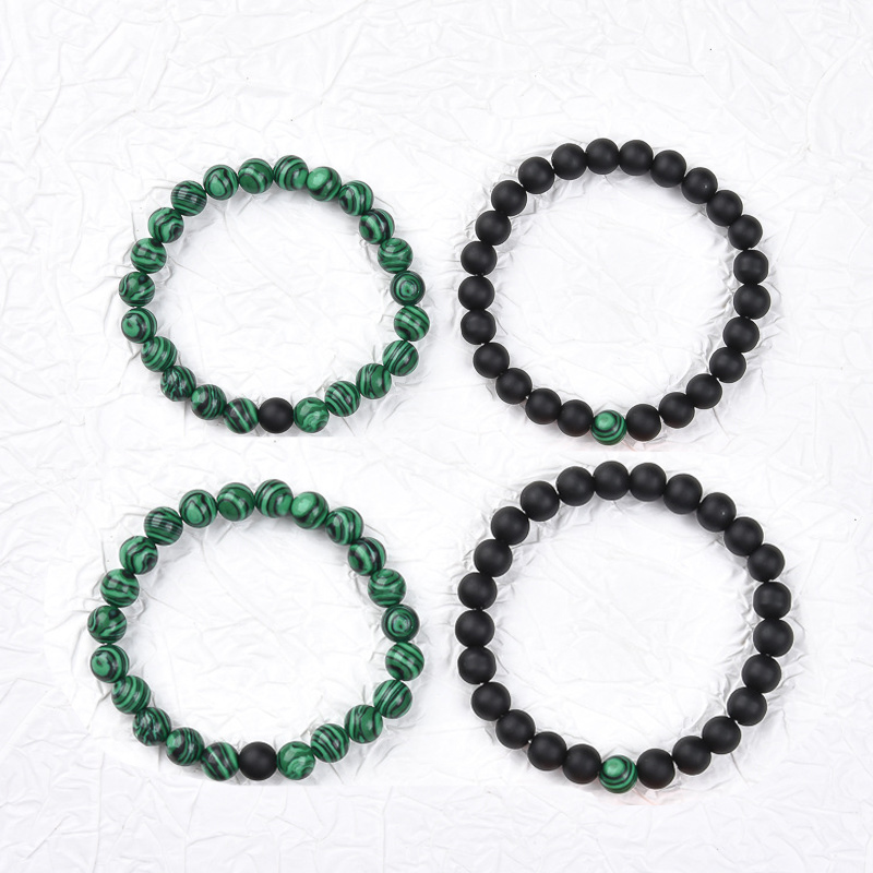 2Pcs Malachite Turquoise Black Frosted Beads Bracelet