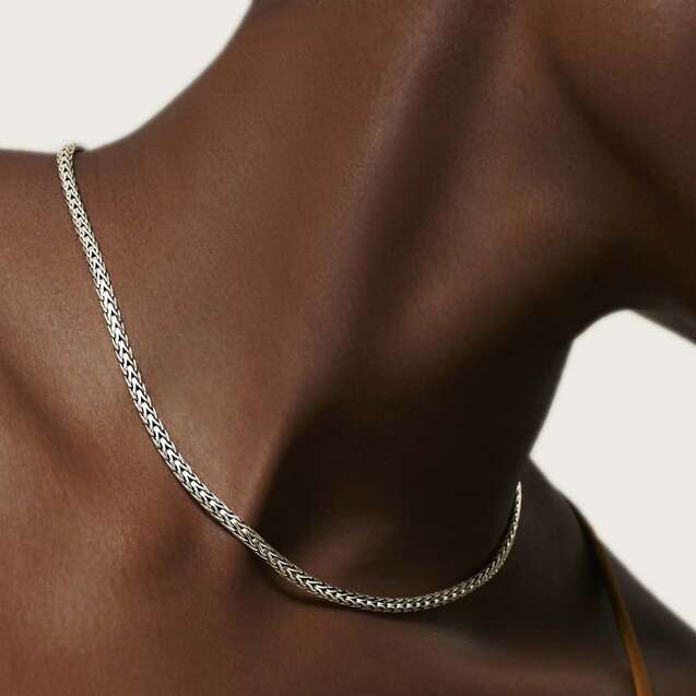 thumbnail image 2 of Women's 16.5 Inch Stainless Steel Franco Necklace – 12mm Wide High Polish Box Chain With Cubic Zirconia 2 of 5