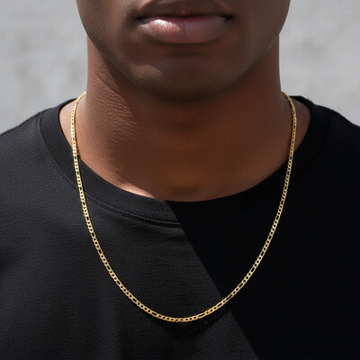3mm Figaro Chain in Gold