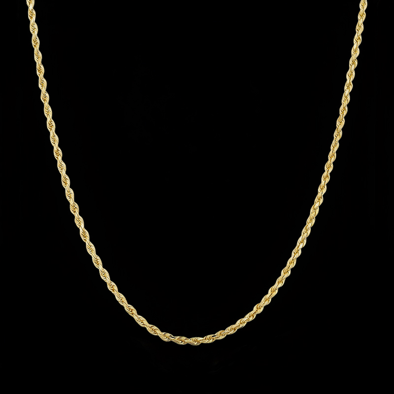 3mm 18K Gold Finish Rope Chain