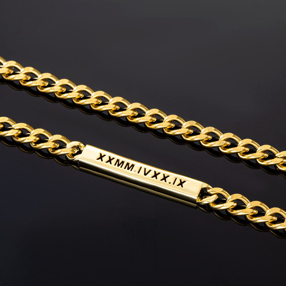 5mm Personalized Engraved Cuban ID Necklace in Gold