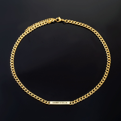 5mm Personalized Engraved Cuban ID Necklace in Gold