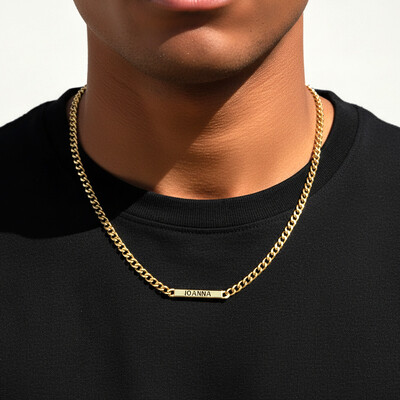5mm Personalized Engraved Cuban ID Necklace in Gold