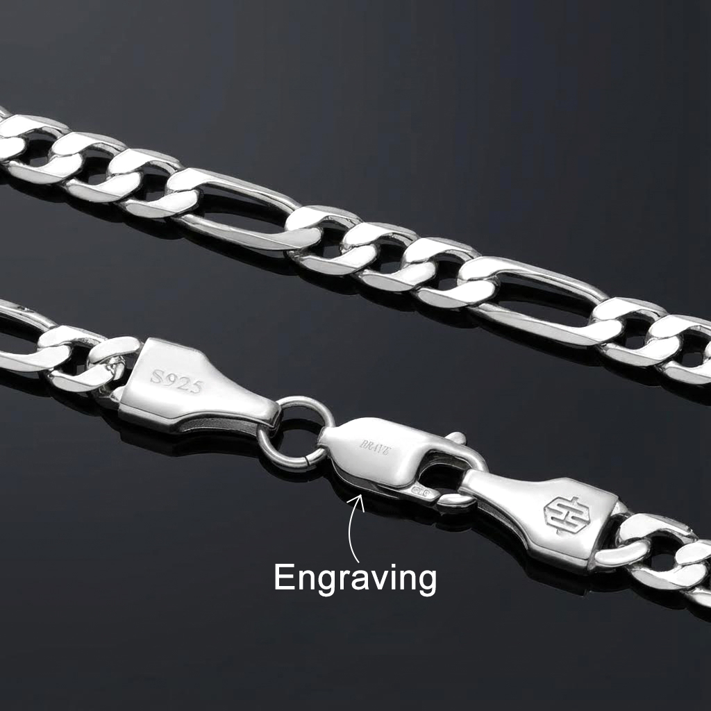 5mm Figaro Solid 925 Sterling Silver Chain