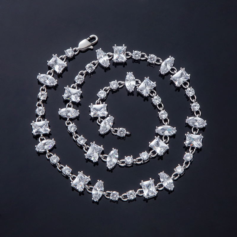  Iced CZ Clear Mixed Shape Tennis Chain