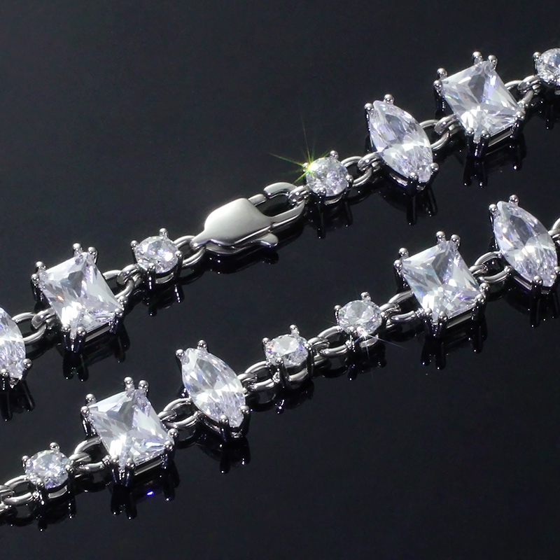  Iced CZ Clear Mixed Shape Tennis Chain