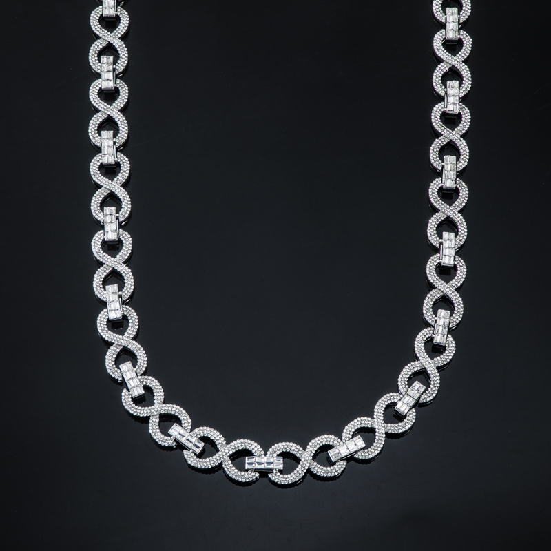  16mm 20'' Iced Infinity Link Chain in White Gold