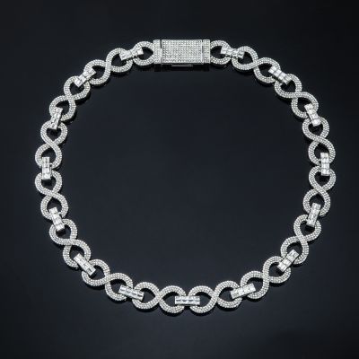  16mm 20'' Iced Infinity Link Chain in White Gold