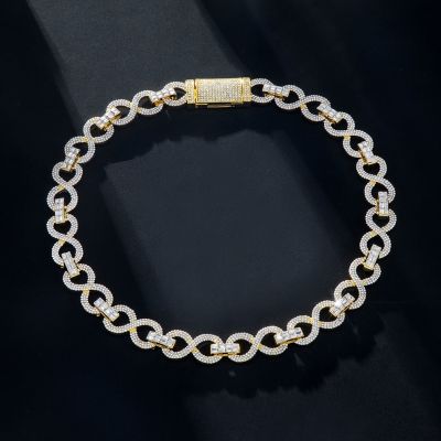 16mm 20'' Iced Infinity Link Chain in Gold