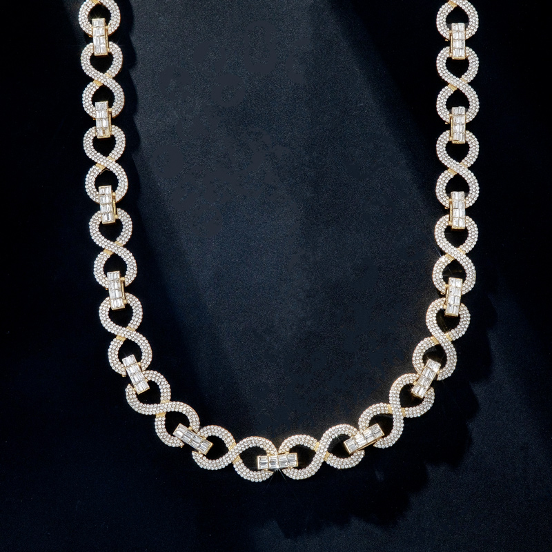 16mm 20'' Iced Infinity Link Chain in Gold