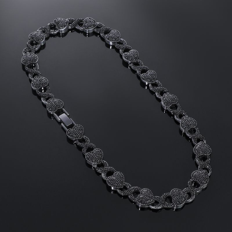 11mm 20'' Heart Infinity Link Chain in Black Gold