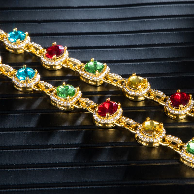 8.5mm Multi-color Diamonds Chain in Gold