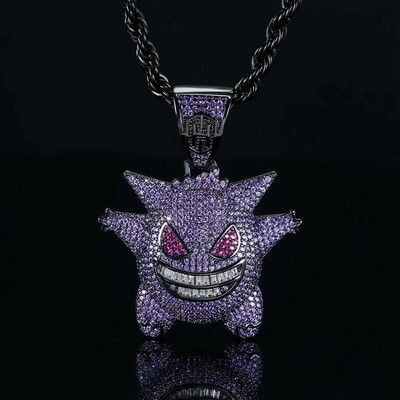 Purple Iced Gengar Pendant in Black Gold