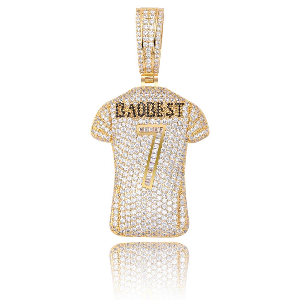 Iced No. 7 Jersey Pendant
