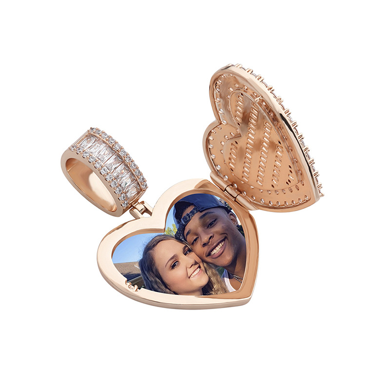Custom Locket Heart Photo Pendant in Gold