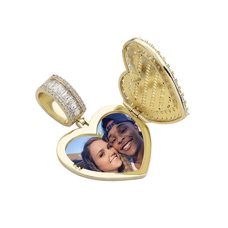 Custom Locket Heart Photo Pendant in Gold