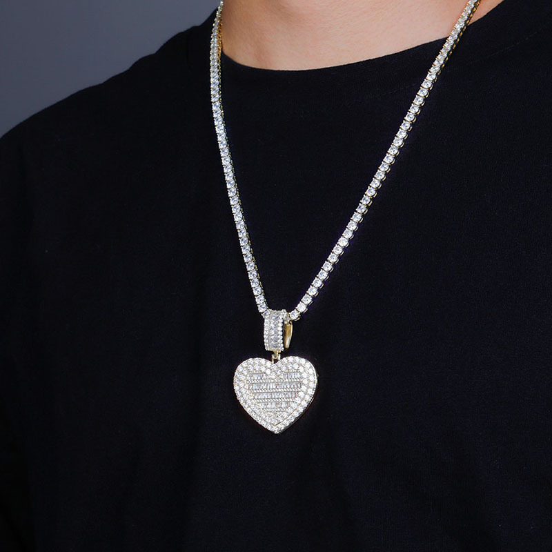 Custom Locket Heart Photo Pendant in White Gold