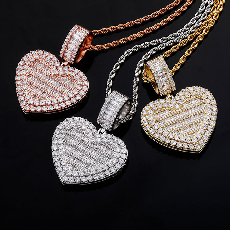 Custom Locket Heart Photo Pendant in White Gold