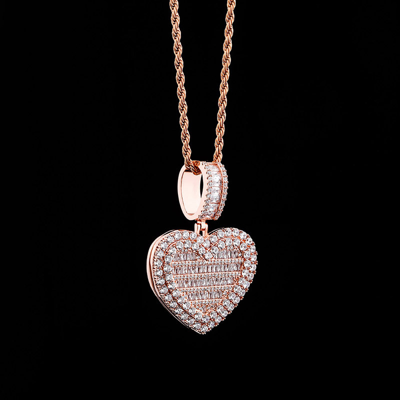 Custom Locket Heart Photo Pendant in Rose Gold