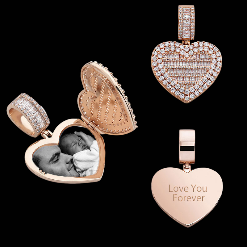 Custom Locket Heart Photo Pendant in Rose Gold