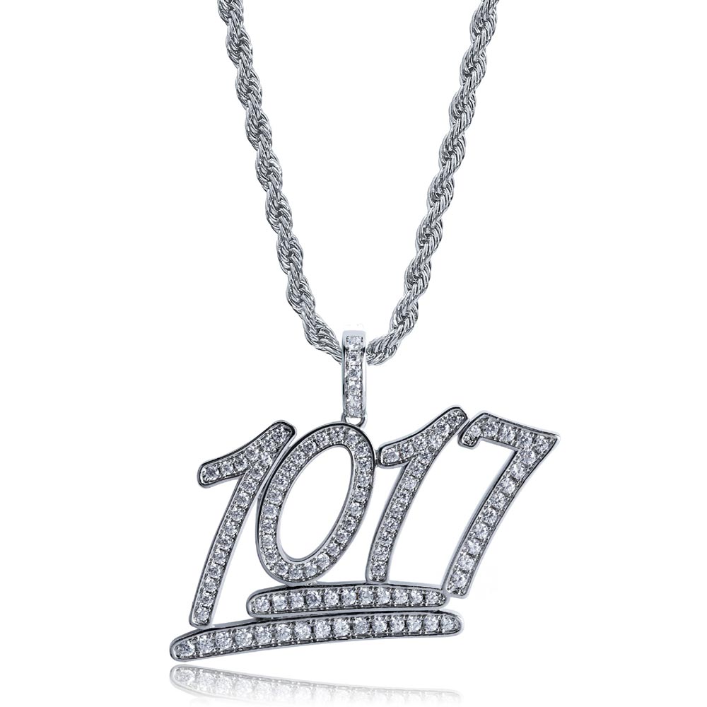 Fashion Iced Numbers 1017 Pendant in Gold