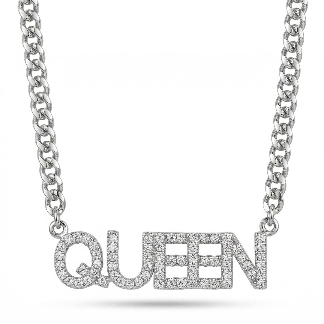 Custom Iced Name Necklace with 18" Cuban Chain