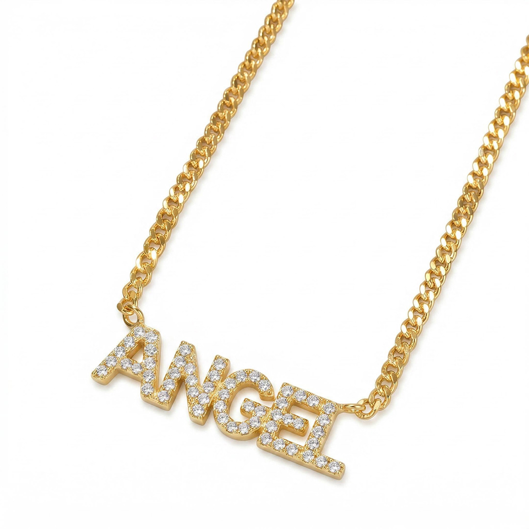 Custom Iced Name Necklace with 18" Cuban Chain