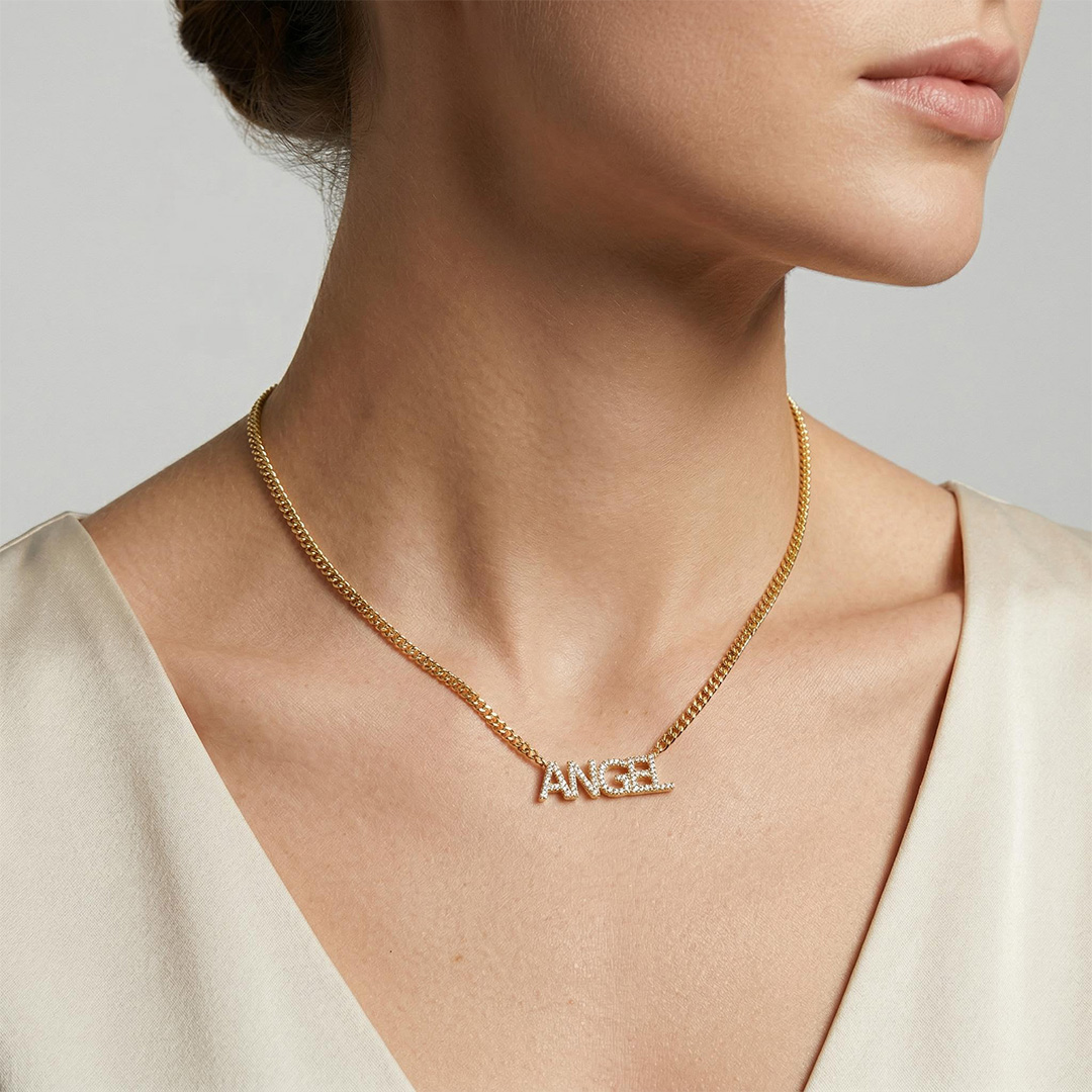 Custom Iced Name Necklace with 18" Cuban Chain