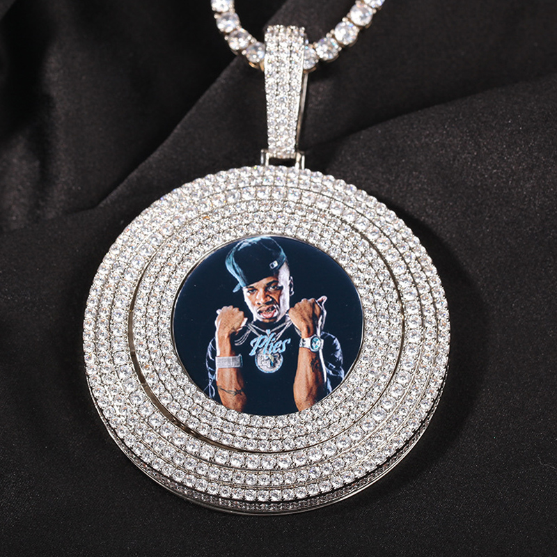 Iced Custom Rotatable Photo Pendant