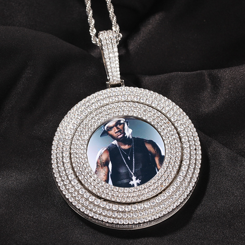 Iced Custom Rotatable Photo Pendant