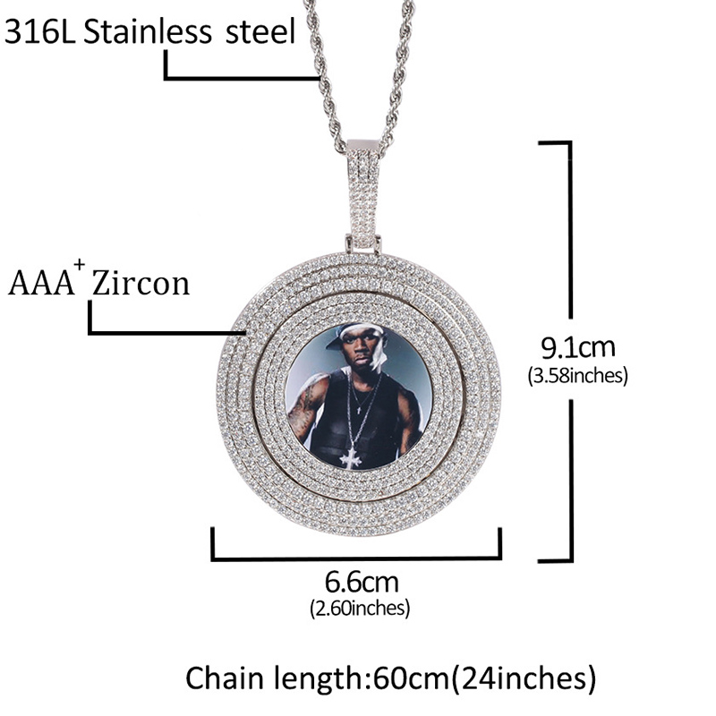 Iced Custom Rotatable Photo Pendant