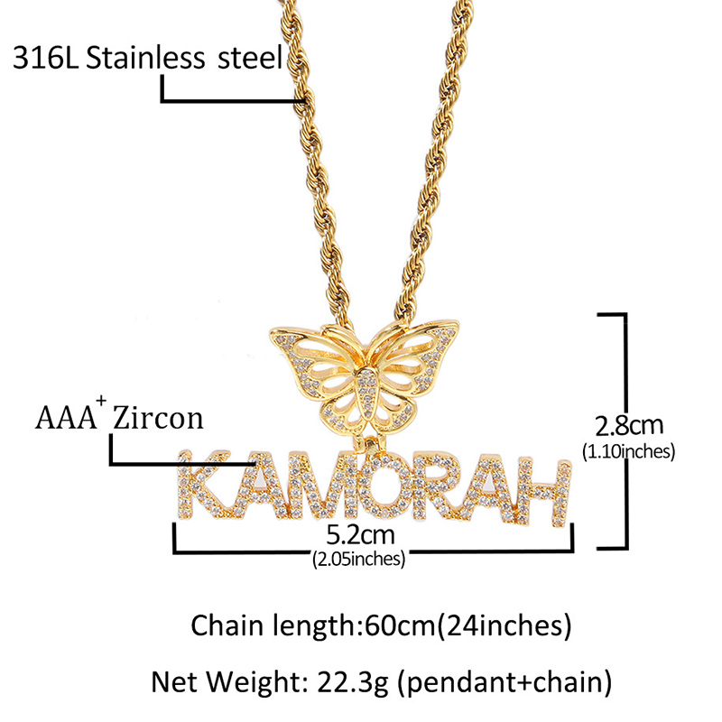 Custom Name Pendant with Butterfly Clasp