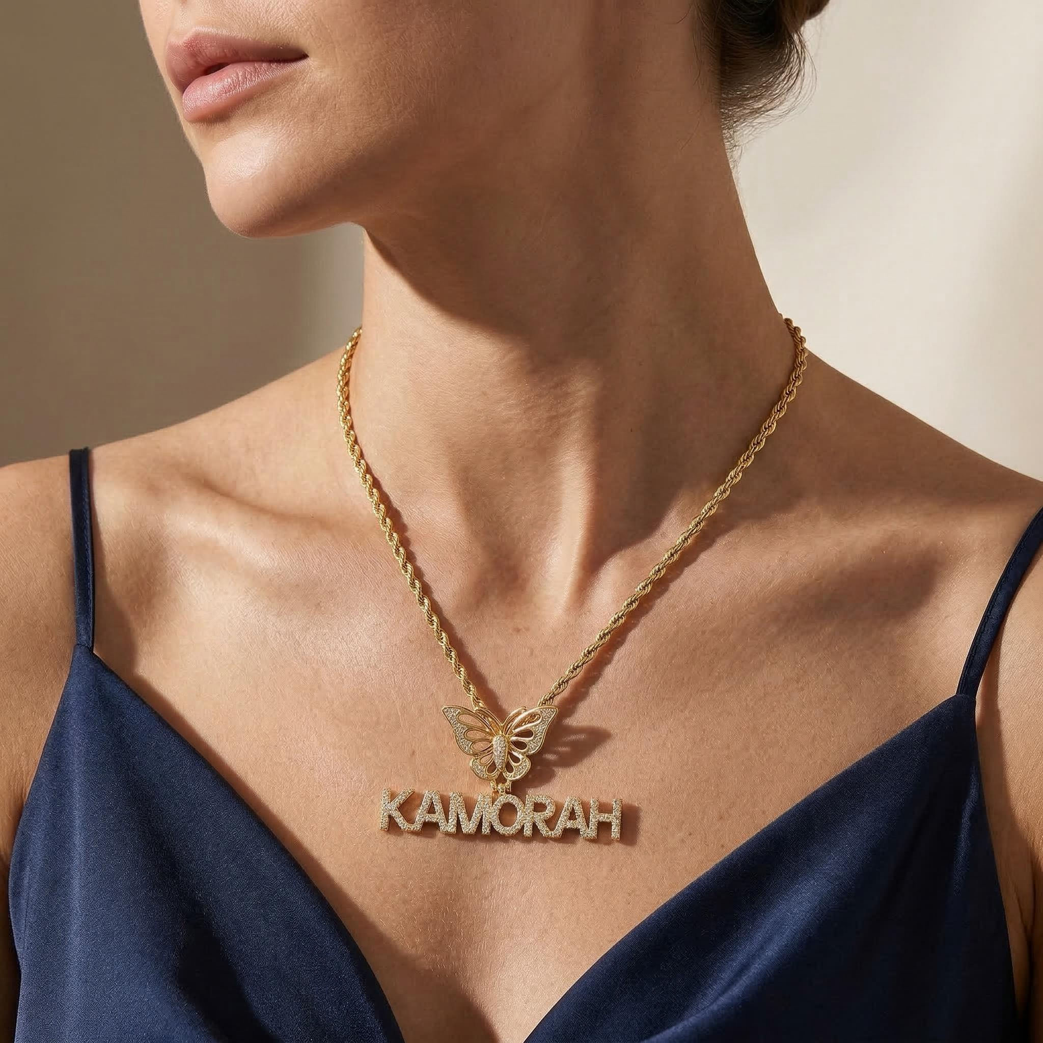 Custom Name Pendant with Butterfly Clasp