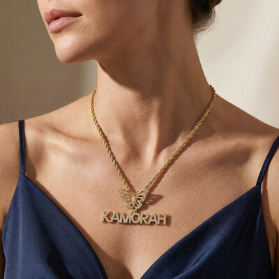Custom Name Pendant with Butterfly Clasp
