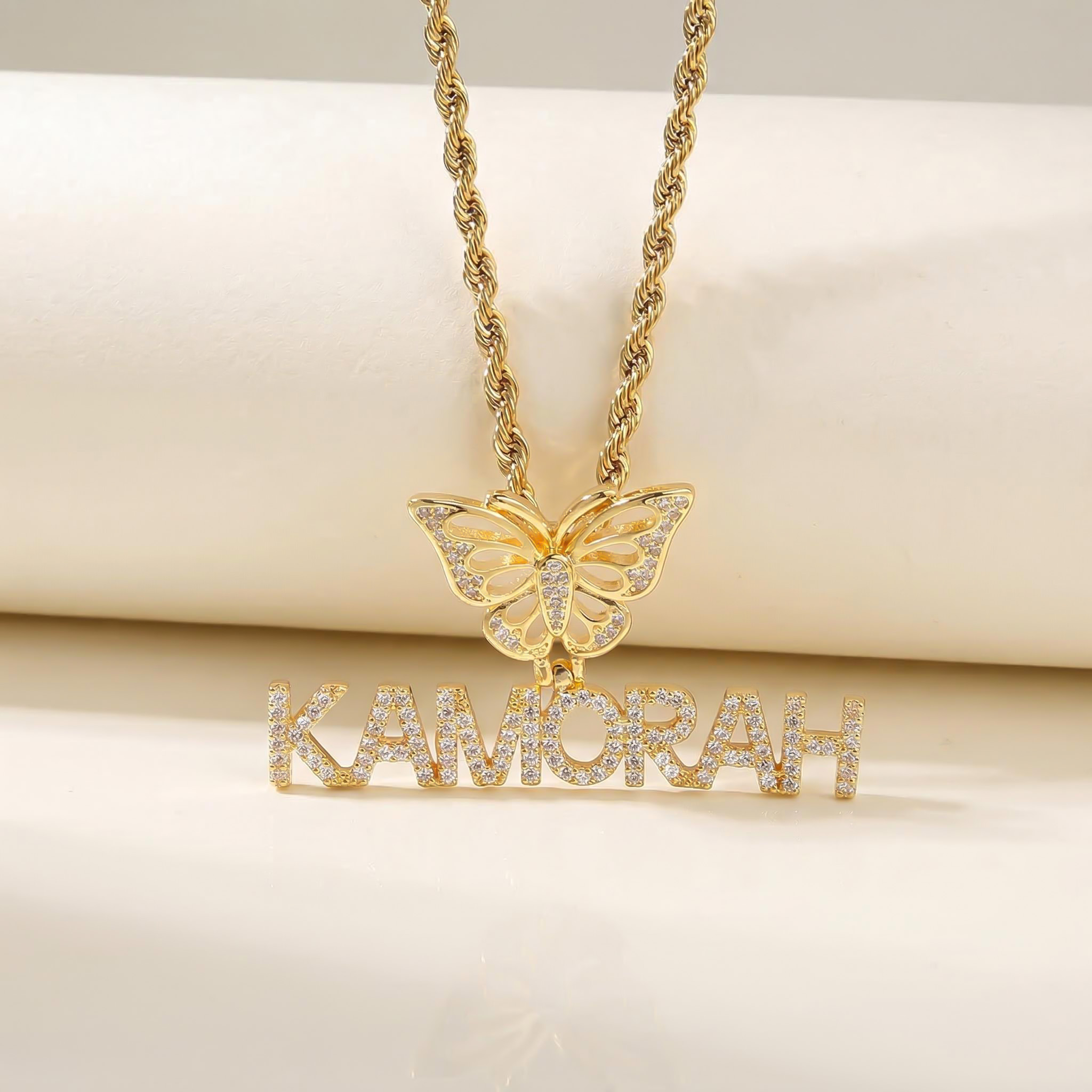 Custom Name Pendant with Butterfly Clasp