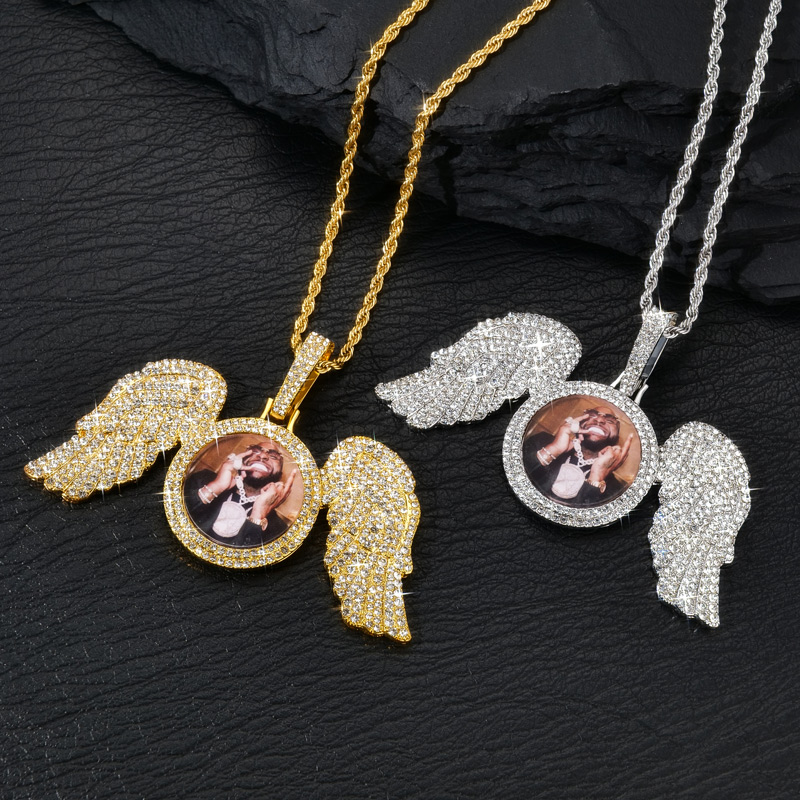 Iced Custom Wings Photo Pendant