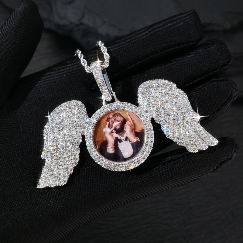 Iced Custom Wings Photo Pendant