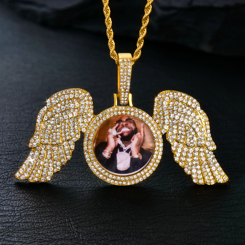 Iced Custom Wings Photo Pendant