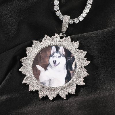 Iced Custom Flame Photo Pendant