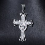 Round Cut Cross Pendant in White Gold