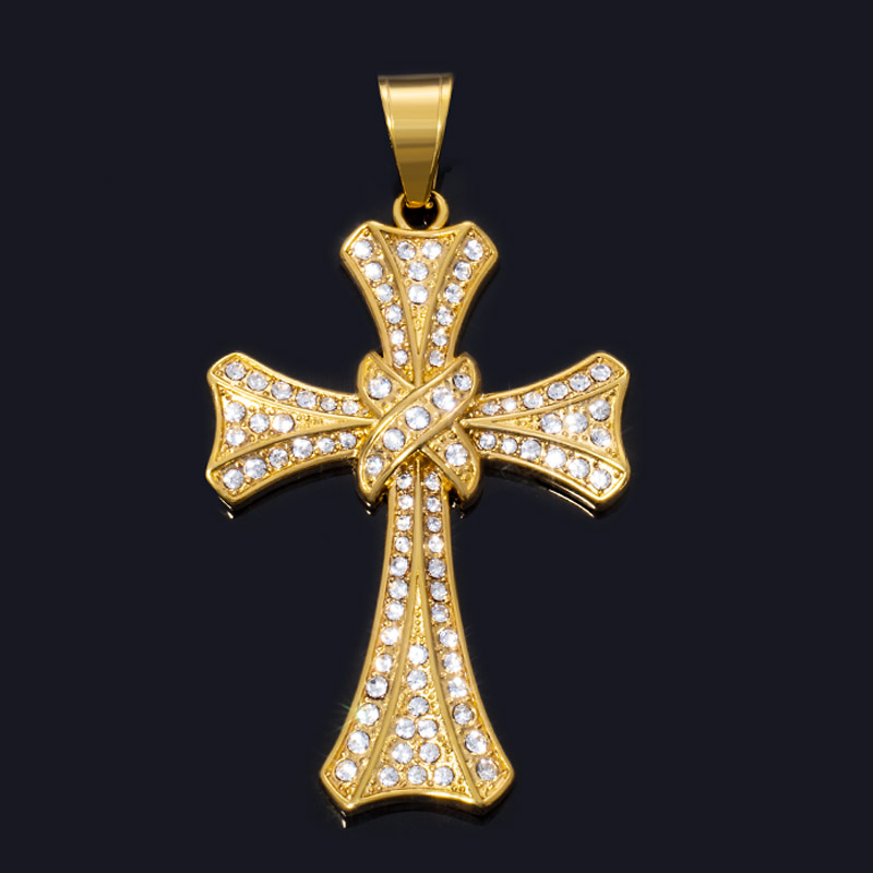 Double Cross Pendant in Gold