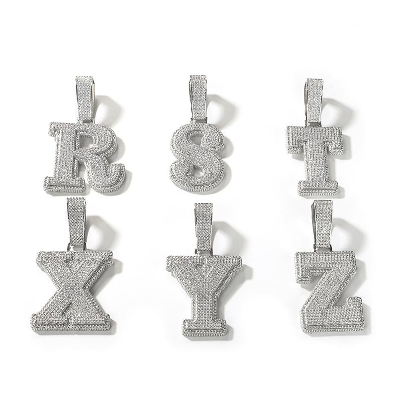 Iced 3D A-Z Letters Baguette Pendant
