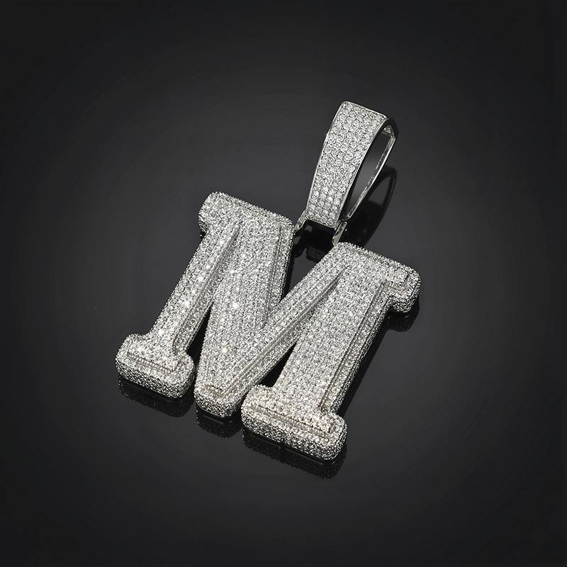 Iced 3D A-Z Letters Baguette Pendant